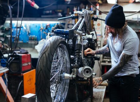 Repairman in garage