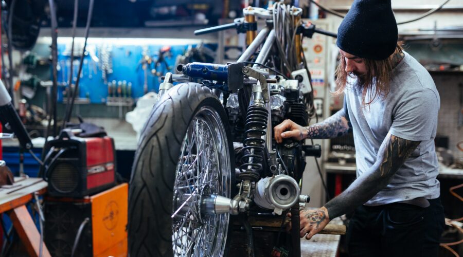 Repairman in garage